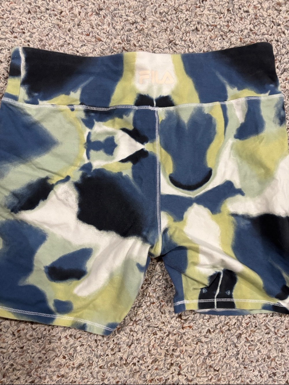 Fila Women's Tie-Dye Bike Shorts in Blue, Green & White